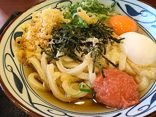丸亀製麺　明太釜玉うどん＋温泉たまご