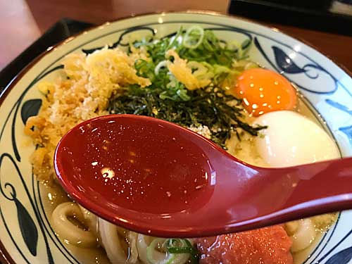 明太釜玉うどんのおつゆ