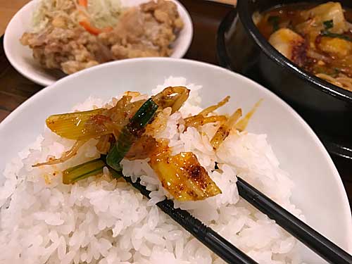 大阪王将の炎の餃子鍋とライス