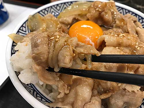 豚スタミナ丼の豚肉とライス