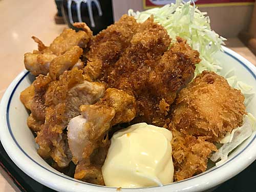 かつや　チキンカツとから揚げの合い盛り丼