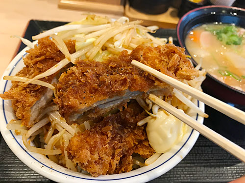 スタミナ炒めとチキンカツ丼の具