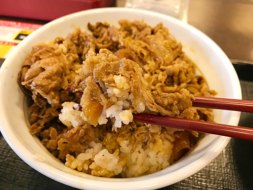 和風牛丼の牛肉とごはん