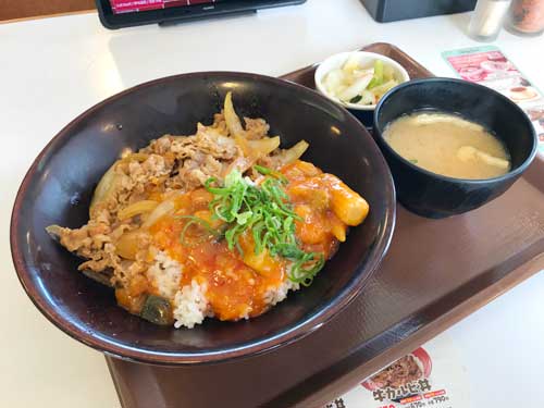 すき家　エビチリ牛丼