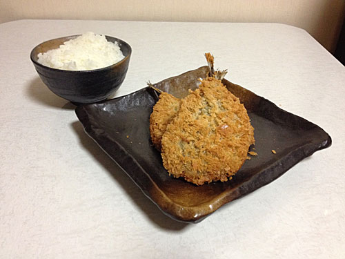 アジフライとごはん