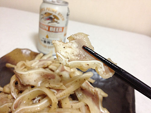 豚耳と一番搾り
