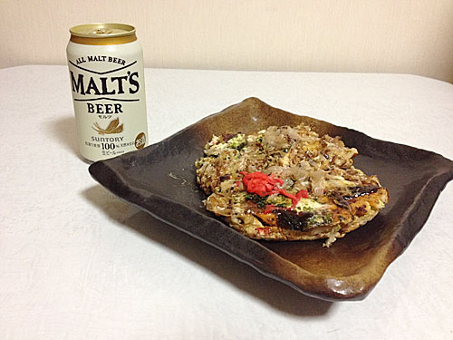 お好み焼きとビール