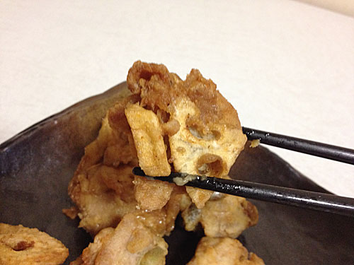 鶏皮とレンコンのから揚げ