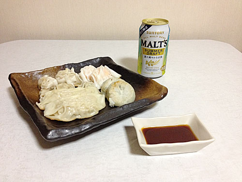 中華総菜4種とビール
