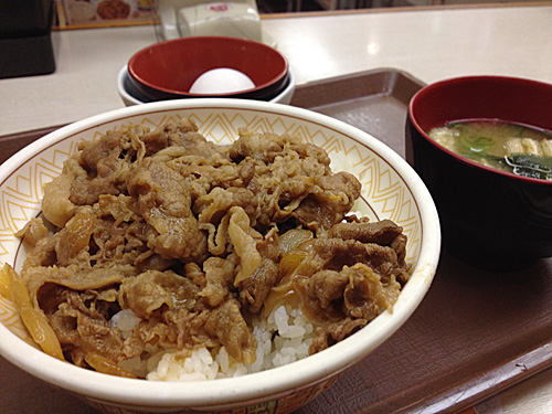 すき家　牛丼＋たまごセット　アップ