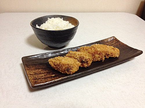 カキフライとごはん