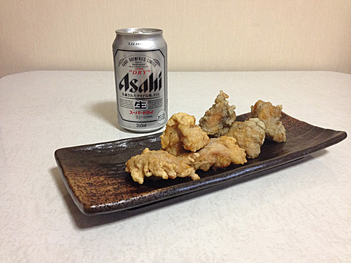 唐揚げとスーパードライ
