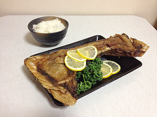 バカでかいマグロのカマとごはん
