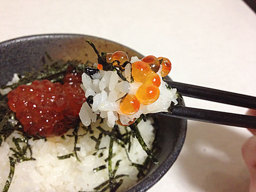 イクラ丼をひと口