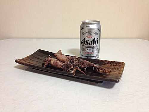 イカの甘辛煮とスーパードライ