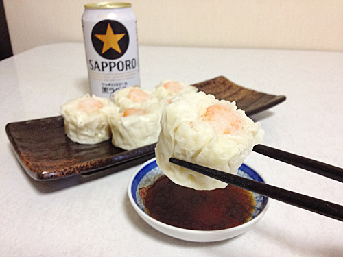ビールと海老焼売