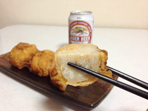 ラガービールとホタテザンギ