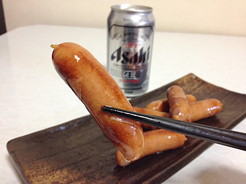 ビールを飲みながら信州ハム
