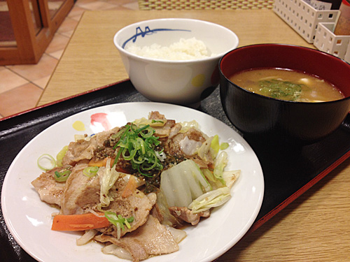 松屋　豚肉とたっぷり冬野菜炒め　アップ