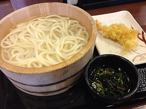 丸亀製麺　釜揚げうどん＋えび天　アップ
