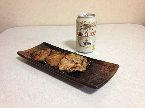 納豆揚げとキリン一番搾り