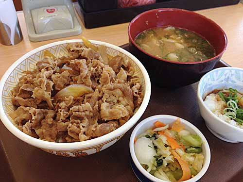 すき家　おろしポン酢牛丼＋とん汁・おしんこセット　アップ
