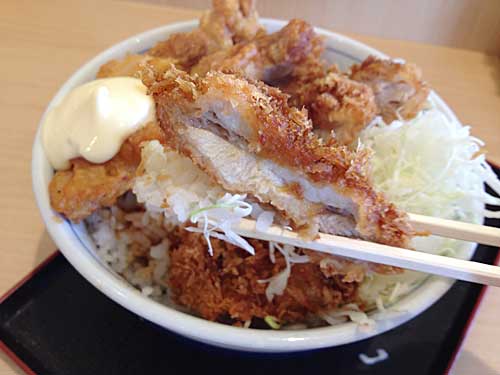 チキンカツと鶏の唐揚げとごはん