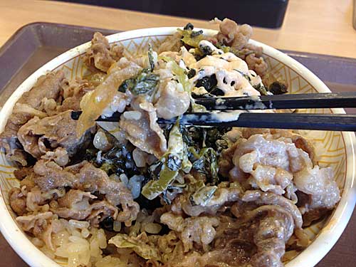 高菜明太マヨ牛丼をまとめて