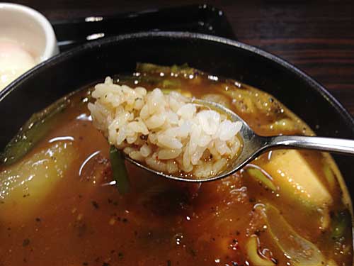 チゲ風カレーのスープとライス