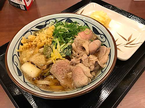 丸亀製麺　鴨ねぎうどん＋半熟玉子天　アップ