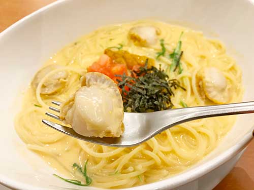 うにのクリームスープスパゲッティのホタテ