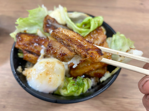 厚切極豚てりたますた丼のごはんと具