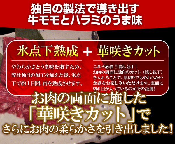独自の製法で導き出す牛モモとハラミのうま味