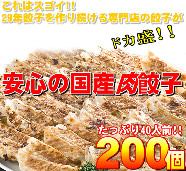 安心の国産肉餃子