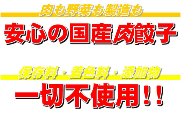 肉も野菜も製造も安心の国産肉餃子