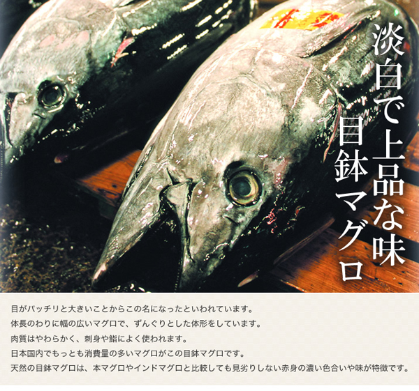 淡白で上品な味　目鉢マグロ