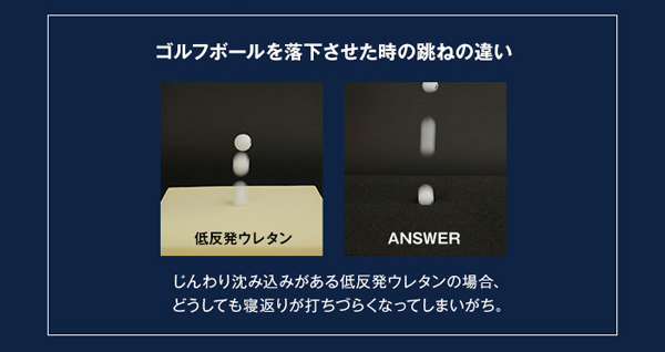 ゴルフボールを落下させた時の跳ねの違い